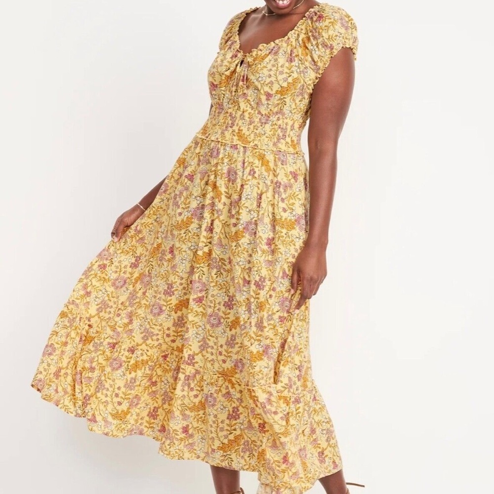 Old Navy Women MP Cottagecore Prairie Waist Defined Puff Sleeve Maxi Dress NWT